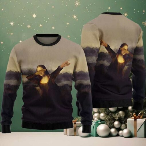 Funny Mona Lisa Ugly Sweater Christmas 2025