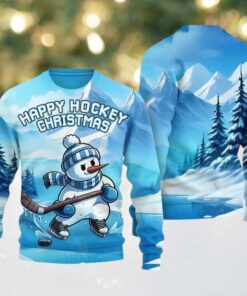 Happy Hockey Christmas Ugly Sweater Christmas 2025