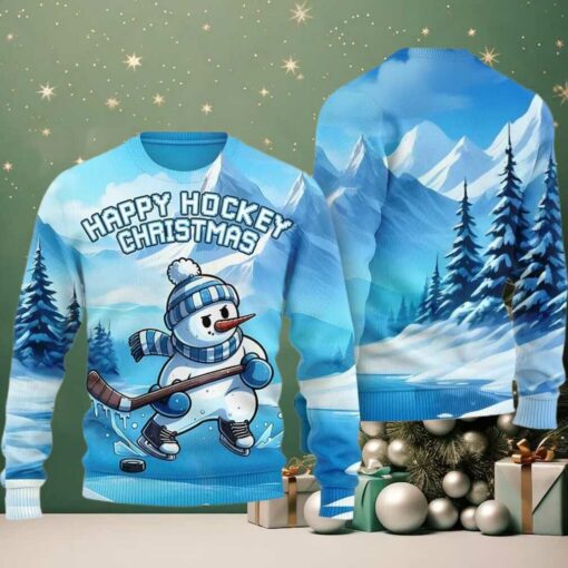 Happy Hockey Christmas Ugly Sweater Christmas 2025