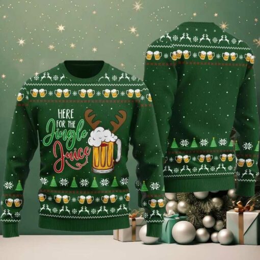 Here For The Jingle Juice Ugly Sweater Christmas 2025