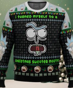 I Turned Myself Into A Christmas Sweater Rick And Morty Ugly Christmas Sweater
