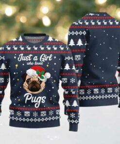 Just a Girl Who Loves Pugs Ugly Sweater Christmas 2025