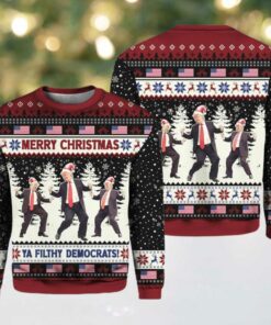 Merry Christmas Ya Filthy Democrats Trump Dancing Ugly Sweater