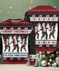 Merry Christmas Ya Filthy Democrats Trump Dancing Ugly Sweater
