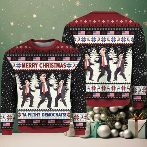 Merry Christmas Ya Filthy Democrats Trump Dancing Ugly Sweater