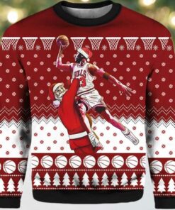 Michael Jordan Santa Playing Basketball Ugly Sweater