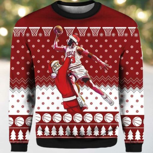 Michael Jordan Santa Playing Basketball Ugly Sweater