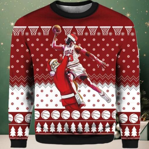 Michael Jordan Santa Playing Basketball Ugly Sweater