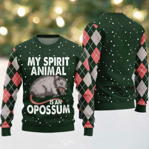 My Spirit Animal Is An Opossum Ugly Sweater Christmas 2025