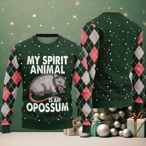 My Spirit Animal Is An Opossum Ugly Sweater Christmas 2025