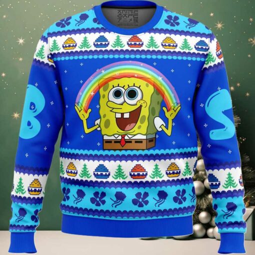 Nickelodeon Cartoons Rainbow SpongeBob Ugly Christmas Sweater