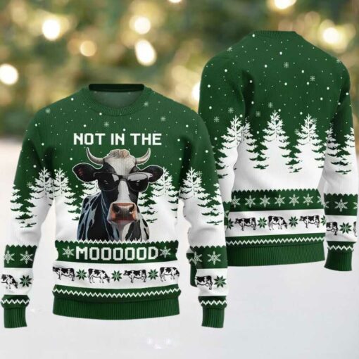 Not In The Mood Cow Ugly Sweater Christmas 2025