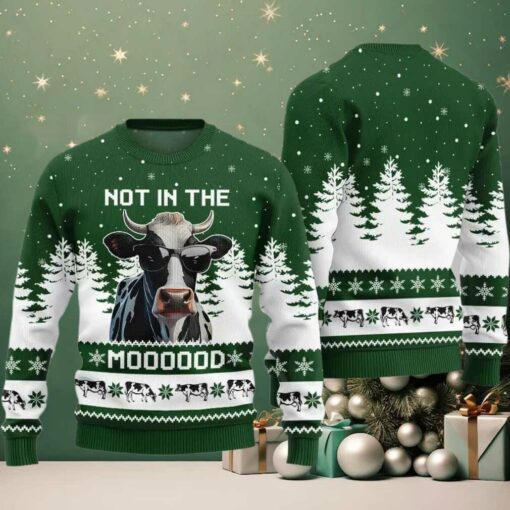 Not In The Mood Cow Ugly Sweater Christmas 2025