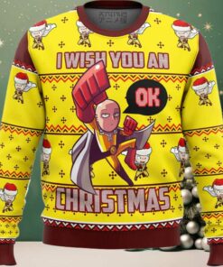 One Punch Saitama Ok Ugly Christmas Sweater
