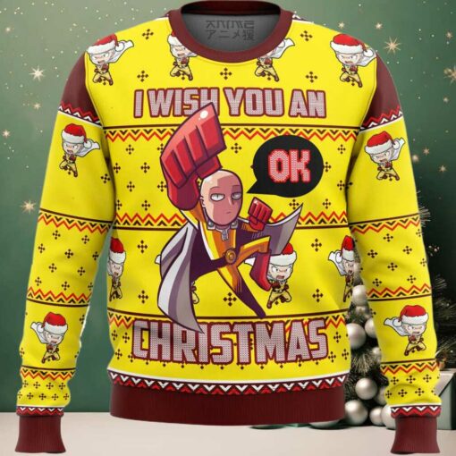 One Punch Saitama Ok Ugly Christmas Sweater