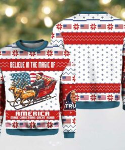 President Trump 45 47 Belive In The Magic Of America MAGA Christmas Ugly Sweater