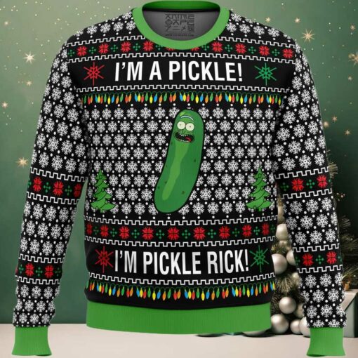 Rick and Morty Pickle Rick Ugly Christmas Sweater