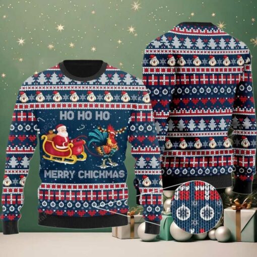 Santa Clause Riding Chicken Ugly Sweater