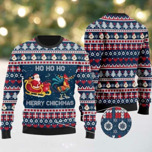 Santa Clause Riding Chicken Ugly Sweater