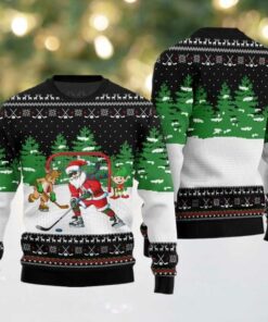 Santa Plays Hockey Ugly Sweater Christmas 2025
