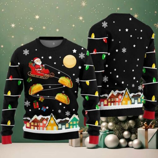 Santa Taco Sleigh Ugly Sweater Christmas 2025
