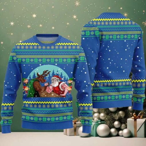 Santa Vs Reindeer Arm Wrestling Ugly Sweater Christmas 2025