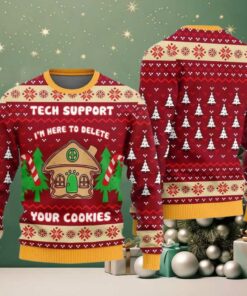 Tech Support Delete Your Cookies Ugly Sweater Christmas 2025