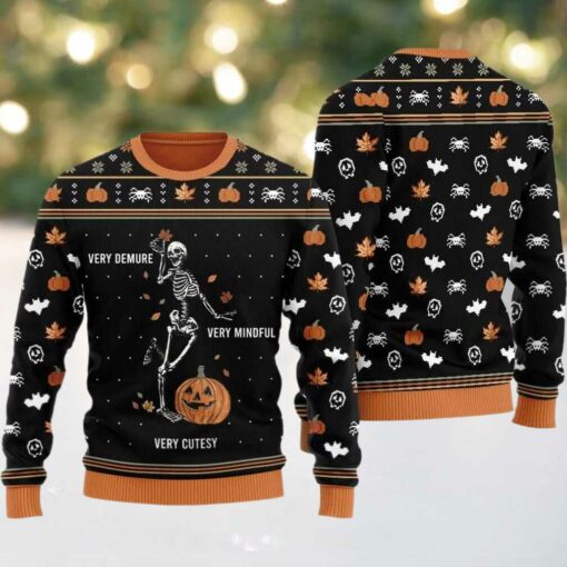 Very Demure Skeleton Ugly Sweater Christmas 2025