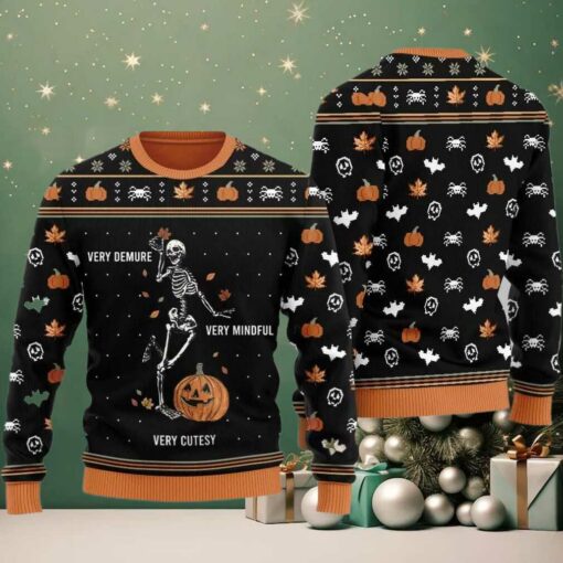 Very Demure Skeleton Ugly Sweater Christmas 2025