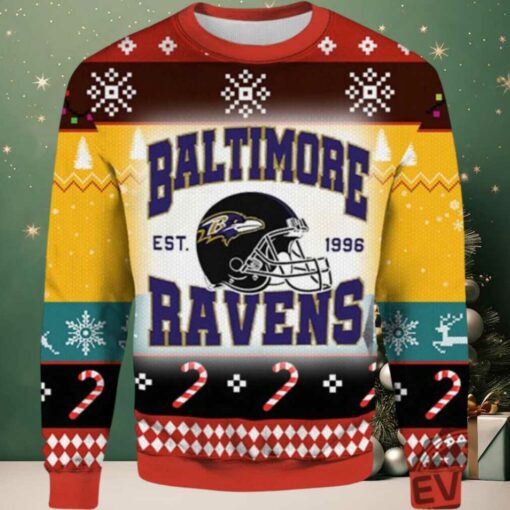 2025 Baltimore Ravens Est 1996 Ugly Christmas Sweater