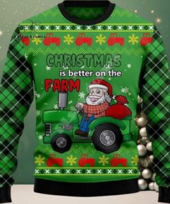 2025 Chrismas Is Better On The Farm Santa Ugly Christmas Sweater