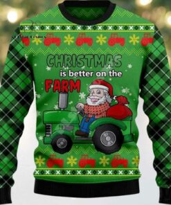 2025 Chrismas Is Better On The Farm Santa Ugly Christmas Sweater
