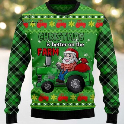 2025 Chrismas Is Better On The Farm Santa Ugly Christmas Sweater