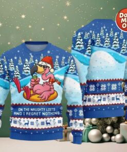 2025 Christmas Naughty List Flamingo Ugly Christmas Sweater