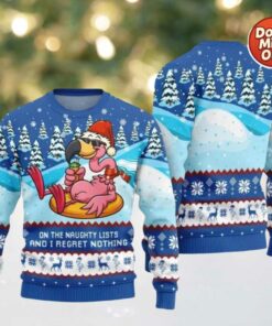 2025 Christmas Naughty List Flamingo Ugly Christmas Sweater