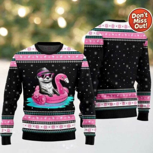 2025 Christmas Otter Flamingo Ugly Xmas Sweater