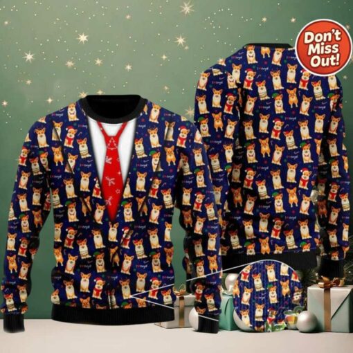 2025 Corgis Christmas Pattern Vest Style Ugly Christmas Sweater
