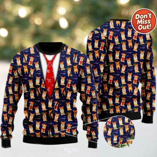 2025 Corgis Christmas Pattern Vest Style Ugly Christmas Sweater