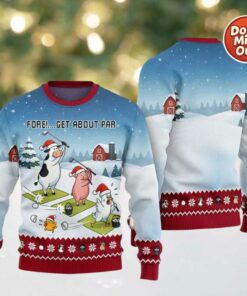 2025 Fore Get About Par Ugly Christmas Sweater Best Funny Sweaters