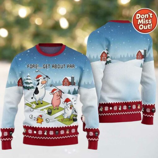 2025 Fore Get About Par Ugly Christmas Sweater Best Funny Sweaters