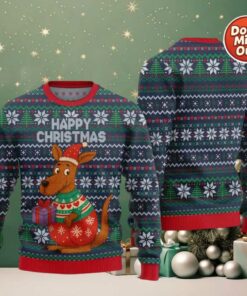 2025 Happy Christmas Kangaroo Ugly Christmas Sweater