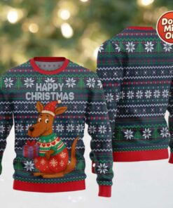 2025 Happy Christmas Kangaroo Ugly Christmas Sweater