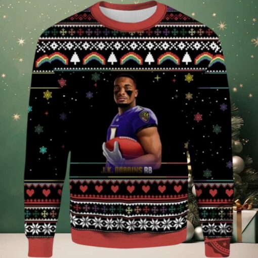 2025 Jk Dobbins Rb Baltimore Ravens Ugly Sweater