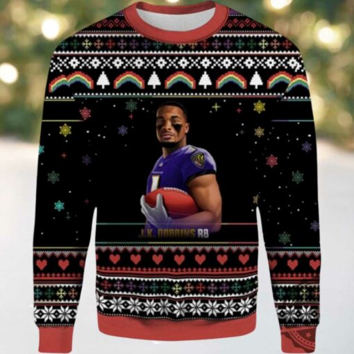2025 Jk Dobbins Rb Baltimore Ravens Ugly Sweater