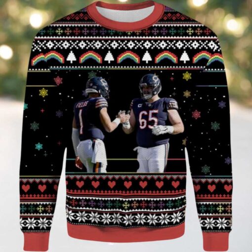 2025 Justin Fields Cody Whitehair Chicago Bears Ugly Sweater