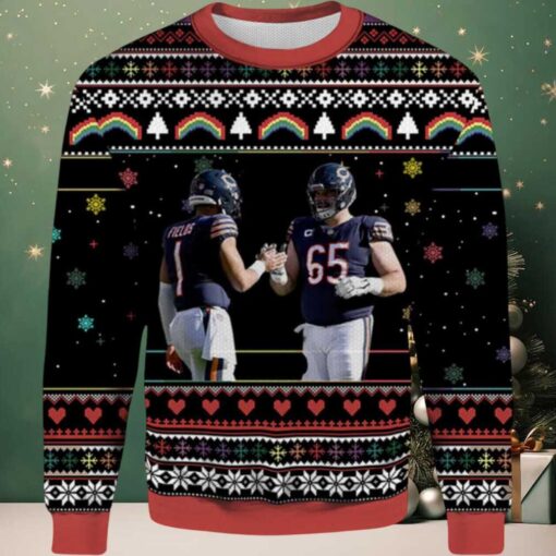 2025 Justin Fields Cody Whitehair Chicago Bears Ugly Sweater