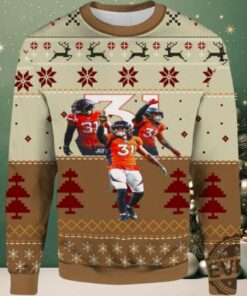 2025 Justin Simmons Denver Broncos Ugly Christmas Sweater