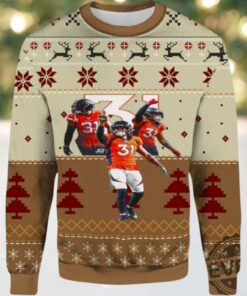 2025 Justin Simmons Denver Broncos Ugly Christmas Sweater