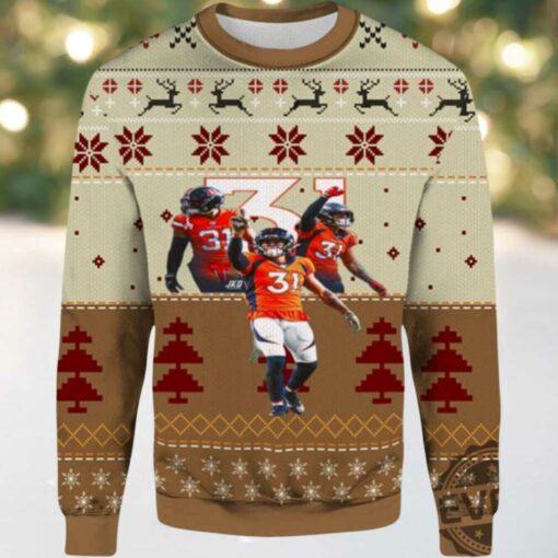 2025 Justin Simmons Denver Broncos Ugly Christmas Sweater