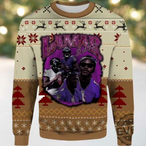 2025 Lamar Jackson Baltimore Ravens Ugly Sweater